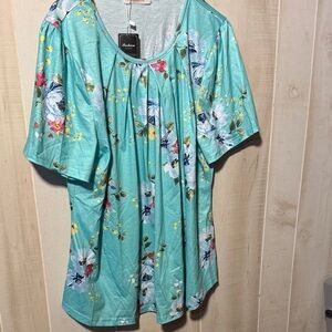 Stylish Floral Blouse in Aqua by Andrea Jovine
